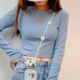 Ins สายคล้องโทรศัพท์มือถือ ประดับโบว์ ไข่มุก ผีเสื้อ อะคริลิค กันหาย