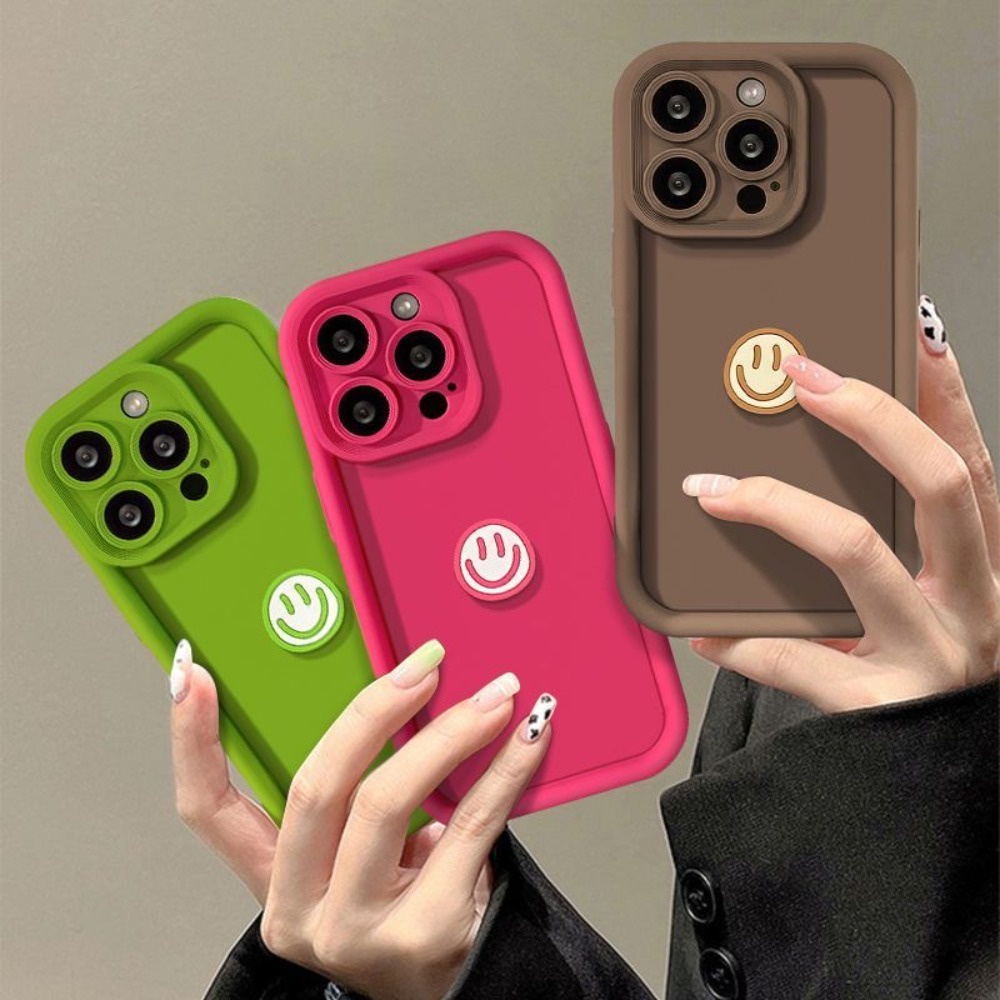 เคสโทรศัพท์มือถือ แบบนิ่ม ลายการ์ตูนหน้ายิ้ม สําหรับ iPhone 15 14 13 12 11 Pro Max X Xr Xs Max 7 8 Plus SE2020