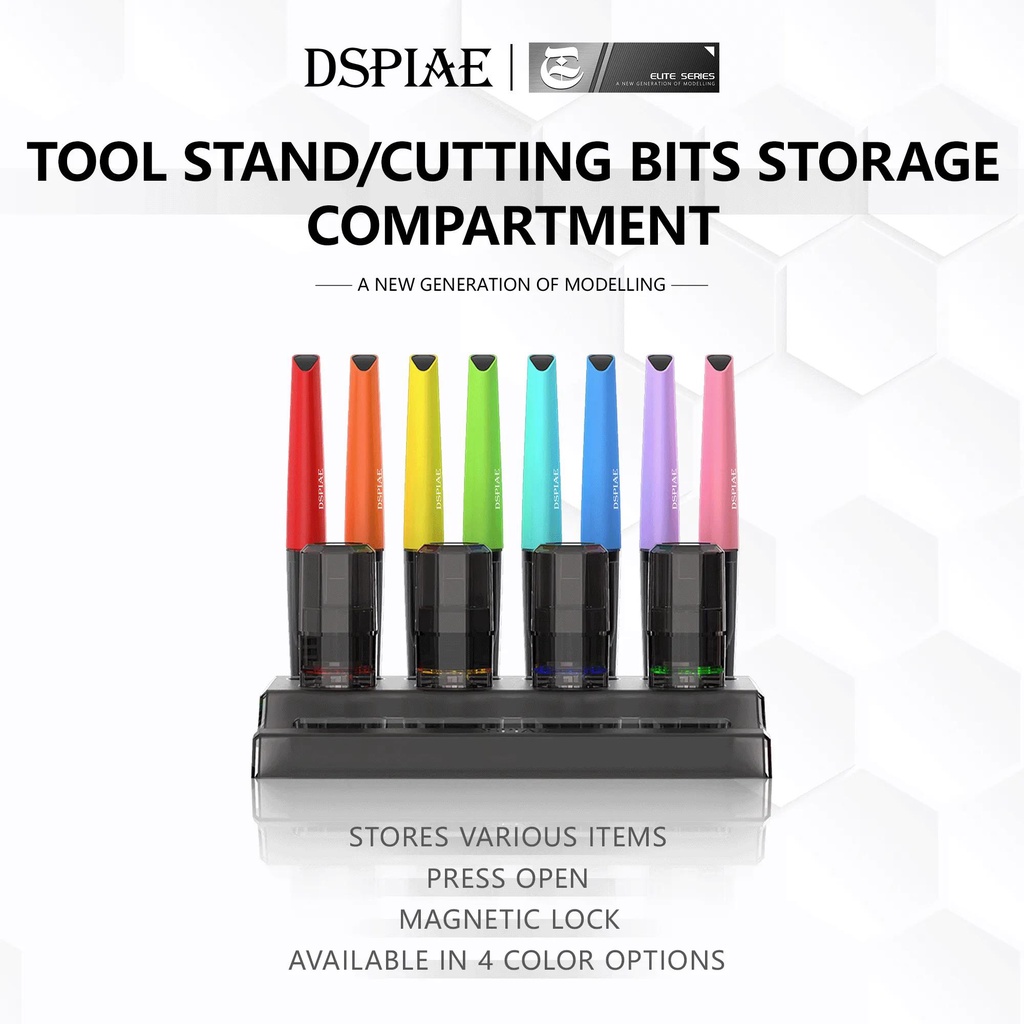DSPIAE PT-PR Tool Storage Bin Tool Stand Cutting Bits Storage Compartment