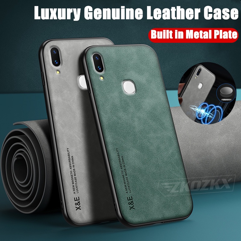 สําหรับ Vivo Z3i Y97 V1813 1806 Slim Minimalist ของแท้ Lamb หนังแผ่นโลหะในตัวปกหลัง