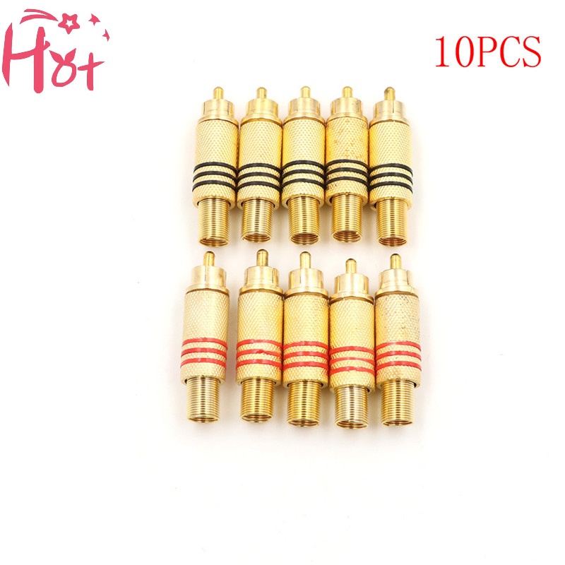 Ge ปลั๊กแจ็คเชื่อมต่อ RCA ตัวผู้ เชื่อมต่อเสียง วีดิโอ เชื่อม สีทอง แดง ดํา สี่เหลี่ยม 10 ชิ้น