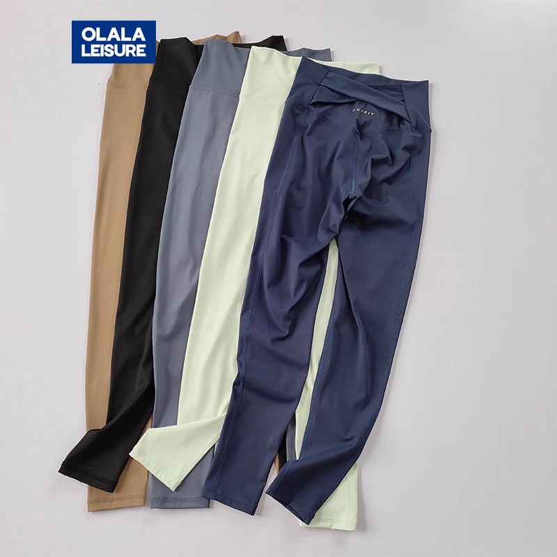 OLALA LEISURE กางเกงกีฬา เอวสูง เหมาะกับใส่เล่นโยคะ ฟิตเนส สําหรับผู้หญิง
