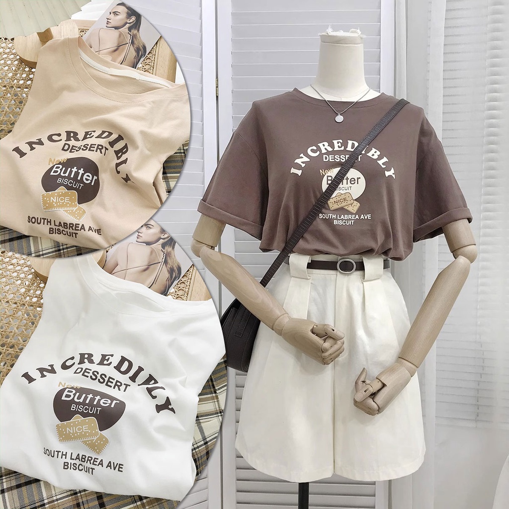 ตอนรับซัมเมอร์ ล็อตใหม่ล่าสุด เสื้อยืดคอกลมหลวมเเฟชั่น