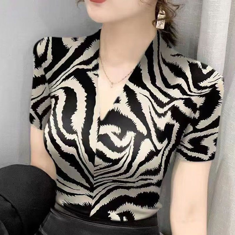เสื้อเชิ้ต คอวี ผ้าเรยอน แฟชั่นฤดูใบไม้ผลิ และฤดูร้อน สําหรับผู้หญิง