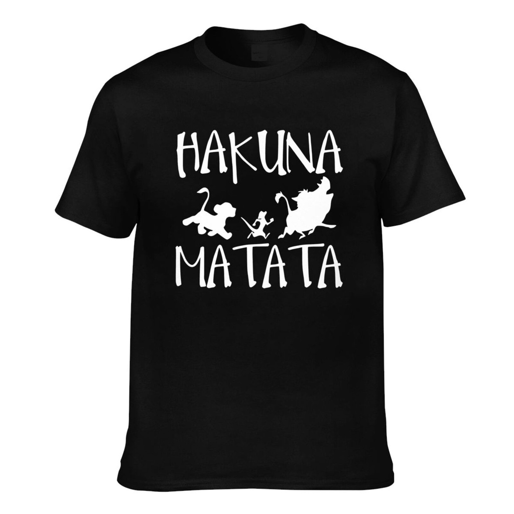 ออกแบบใหม่ Hakuna Matata M2 สนุก Cult Lion Simba Timon Pumba วันหยุด King สโลแกนแปลกผ้าฝ้ายเสื้อยืด