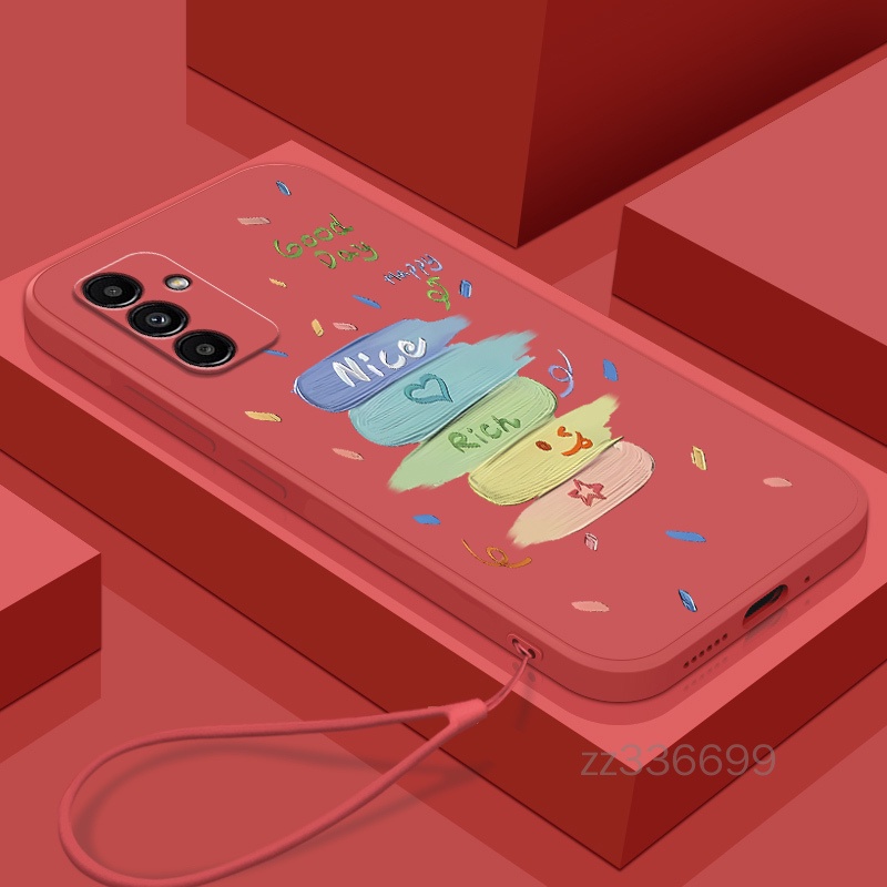 เคส samsung A16 A56 A14 5G A14 4G Samsung A24 4G Samsung A34 5G Samsung A54 5G เคสโทรศัพท์DIY NICEขอบตรงซิลิโคนเหลวฝาครอบป้องกันให้เชือกแขวนเชือก - รูปที่ 3