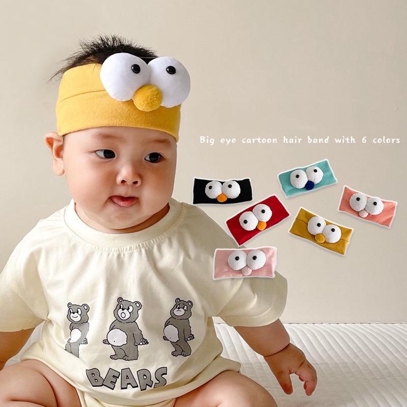 Cartoon Big Eyes Baby Headband Cute Soft Cotton Elastic Infant Boy Girl Hair Band Newborn Fetal Cap Hair Accessories