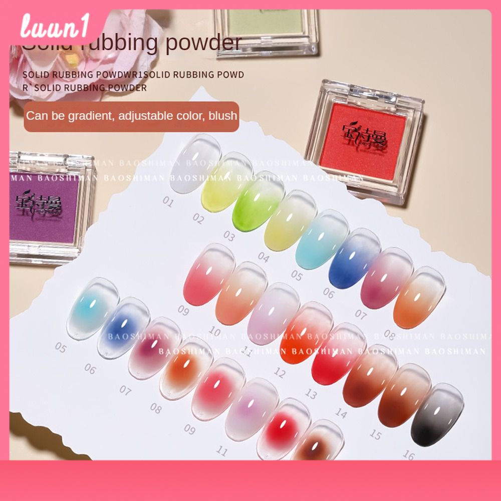 ผงไล่สีเล็บ​ ผงขัด​สีพื้น ตกแต่งเล็บ Baoshiman ใหม่แข็งถูเล็บผงแข็งขอบมืดไล่โทนสีเนื้อละเอียดไม่จางหายร้านเล็บพิเศษผงเล็บ COD
