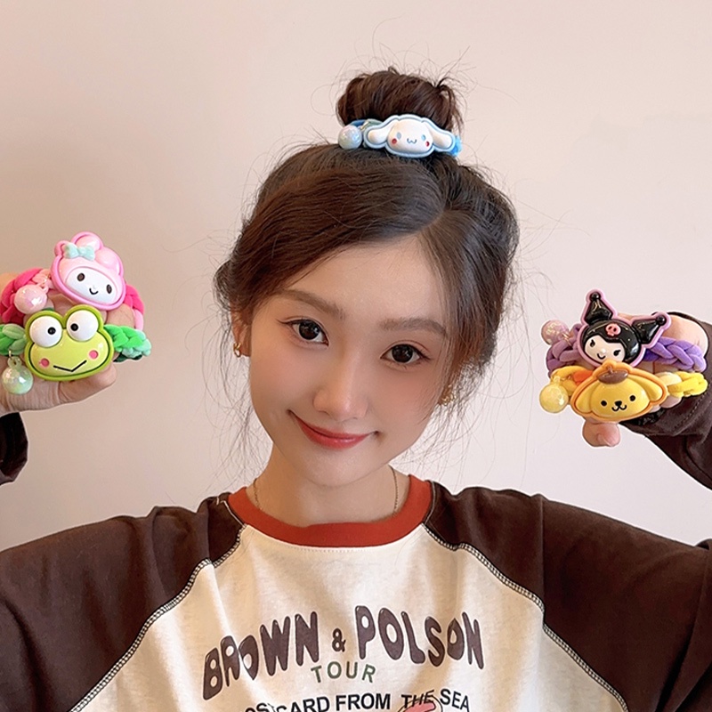 ส่งเร็ว ยางรัดผมซานริโอ้การ์ตูนน่ารักเกาหลีสีสันสดใสเชือกถักนิ่มหางม้านักเรียนเครื่องประดับผมเด็กผู้หญิง2023ใหม่-Ranliyy