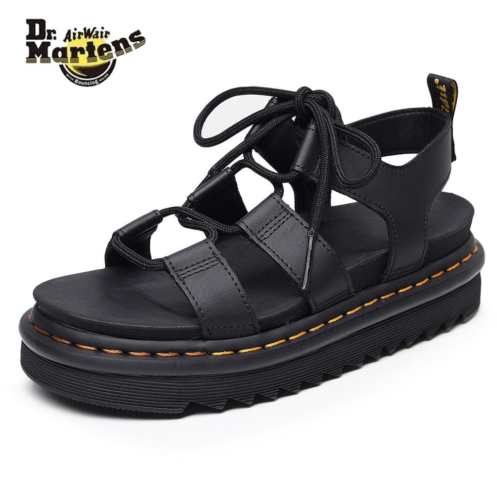 Dr. martens Ladies Martin Sandals รองเท้าแตะลําลองพื้นหนา Strappy หนังแท้แพลตฟอร์ม Sole