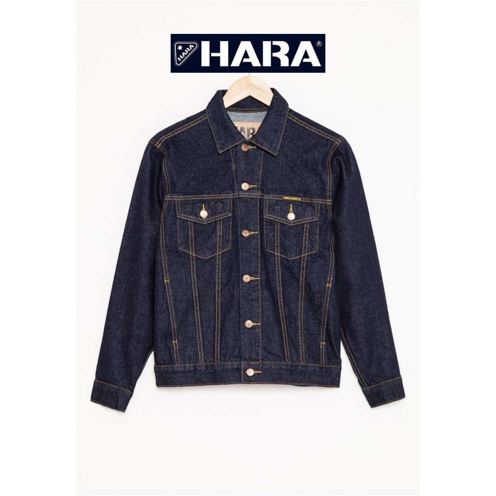 [ส่งฟรี] Hara ฮาร่า ของแท้ เสื้อแจ็กเกตยีนส์ เสื้อแจ็กเกต เสื้อแจ็กเกตสีNavy ทรงคลาสสิก คุณภาพดี