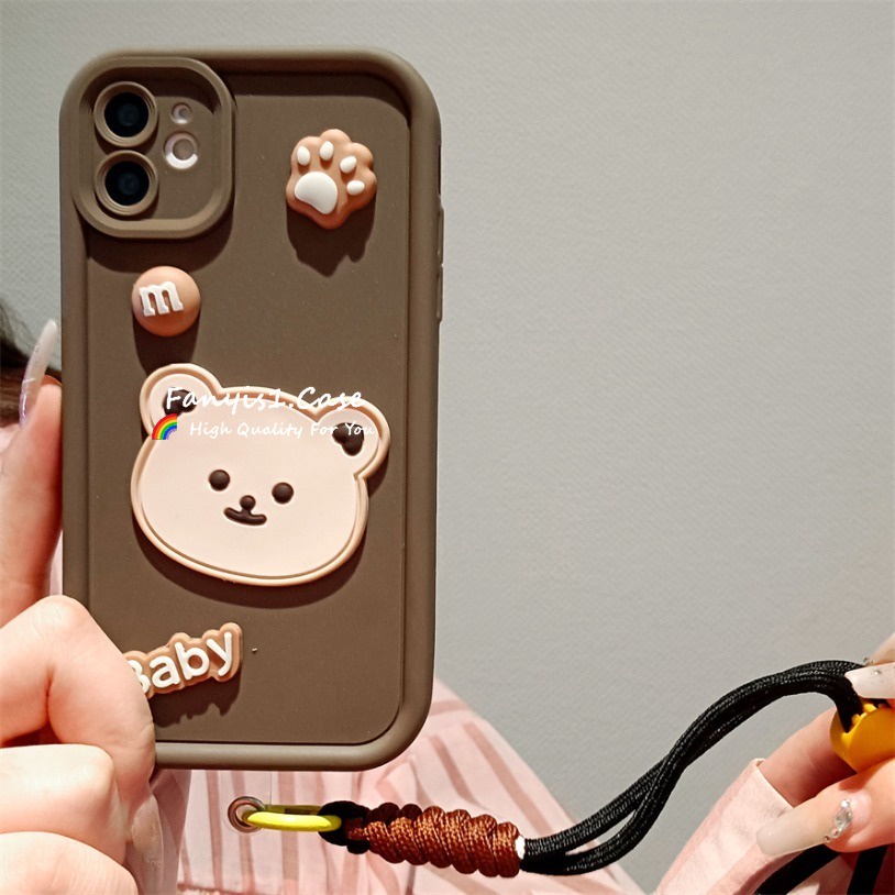 เคสซิลิโคนนิ่ม ลายการ์ตูนหมีบราวน์ 3D สําหรับ iPhone 11 15 13 12 Pro Max iPhone 7 8 Plus X XS