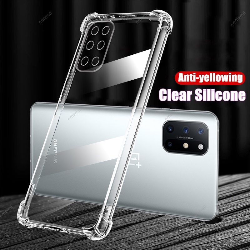 สําหรับ OnePlus 8T KB2001 KB2000 KB2003 KB2005 ยืดหยุ่นซิลิโคนเหลวใส Anti-Yellowing ปกหลัง 4 มุมป้อง
