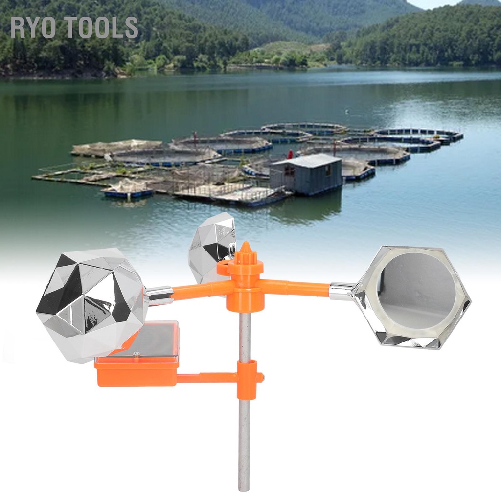 Ryo Tools เครื่องไล่นกแสงเสียงพลังงานแสงอาทิตย์สีขาวหมุนได้ 360 °เครื่องยับยั้งการกระพริบของนกพลังงานแสงอาทิตย์สำหรับฟาร์ม