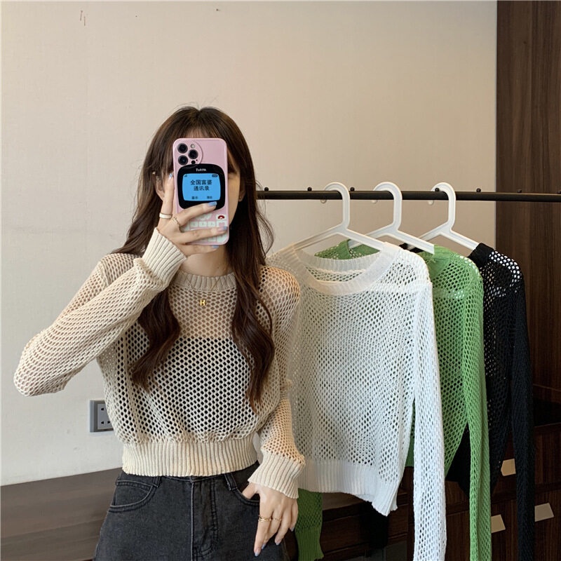 (CF0671) เสื้อถักแขนยาว เสื้อคลุมบราแขนยาว #81058