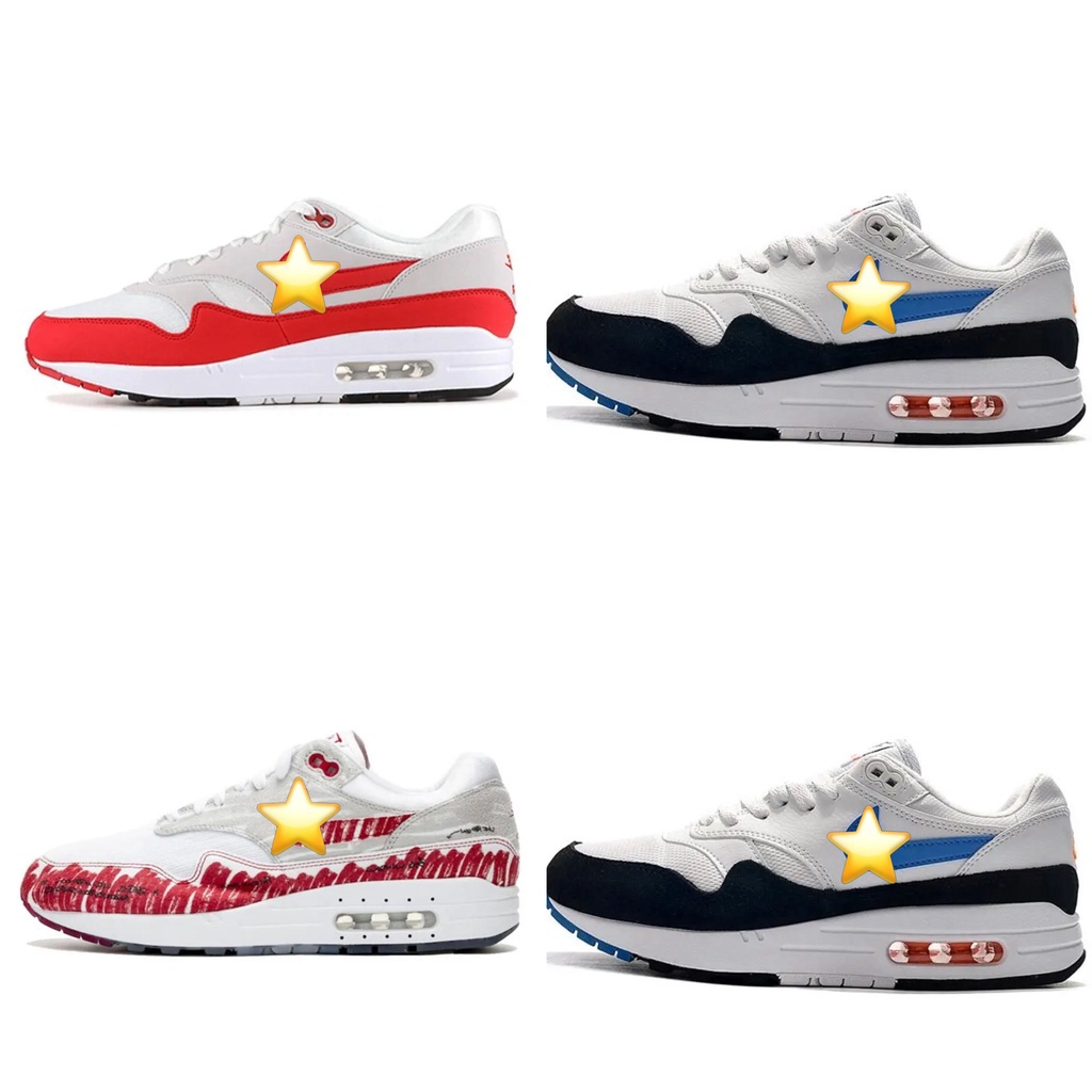 Original AIR MAX 1st Anniversary รองเท้าวิ่งผู้ชายสีดํา AH8145-003-109-006-400 Unisex Airmax 1 รองเท