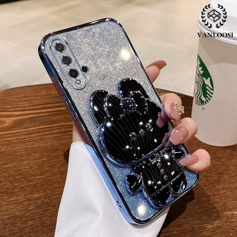 เคส Huawei nova 5t ผงประกาย เคลือบไฟฟ้า ซิลิโคนนิ่ม เคสโทรศัพท์ กระต่ายน่ารัก ป้องกันการตก