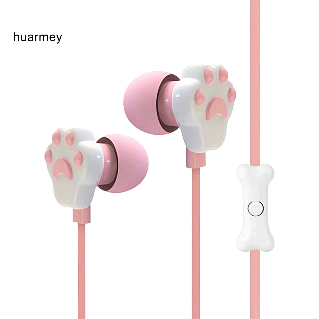 Huarmey หูฟังอินเอียร์ แบบมีสาย เสียงเบสหนัก 35 มม. ลายการ์ตูนอุ้งเท้าแมว น้ําหนักเบา พร้อมไมโครโฟน สําหรับเล่นกีฬา ราคา ถูกที่สุด ดีลบีเคเค แกลเลอรีภาพที่ 4