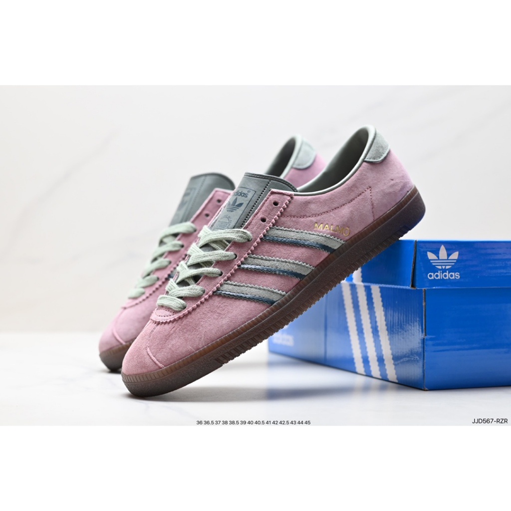 29 90 Adidas Originals Samba Vegan OG”SPD Rose Pink ผู้ชายและผู้หญิงแฟชั่นวินเทจป้องกันการลื่นไถลสวมรองเท้ากีฬาลำลอง
