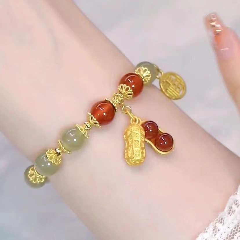 สร้อยข้อมือหยก รูปกระต่าย สไตล์จีนโบราณ คุณภาพสูง เหมาะกับของขวัญวันเกิด สําหรับนักเรียนหญิง