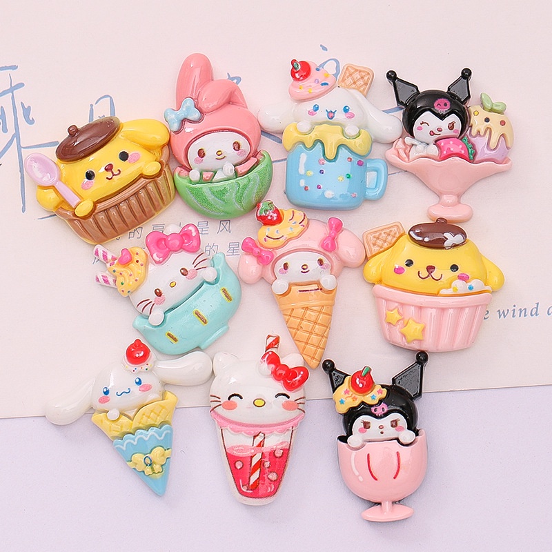 【5pcs/bag】เรซิ่น diy แผ่นกาวเรซิ่น รูปแมว กระต่ายน่ารัก diy สําหรับติดตกแต่งตู้เย็น
