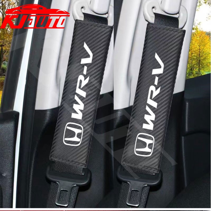 ปลอกหุ้มเข็มขัดนิรภัยรถยนต์ หนังคาร์บอน อุปกรณ์เสริม สําหรับ Honda WRV WR-V RS E GL 2017-2021 DG4 2022-UP i-VTEC Mugen Typre R S 1/2 ชิ้น