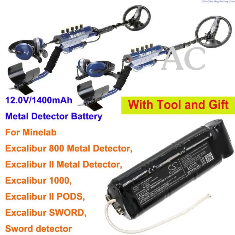 AC Cameron Sino 1400mAh Battery for MINELAB Excalibur 1000, Excalibur 800 Metal Detector, Excalibur 