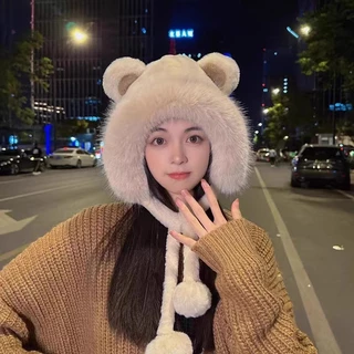 COD หมวกขนหัวหมี แต่งหูหมีน่ารัก แฟชั่นฤดูหนาว สําหรับผู้หญิง