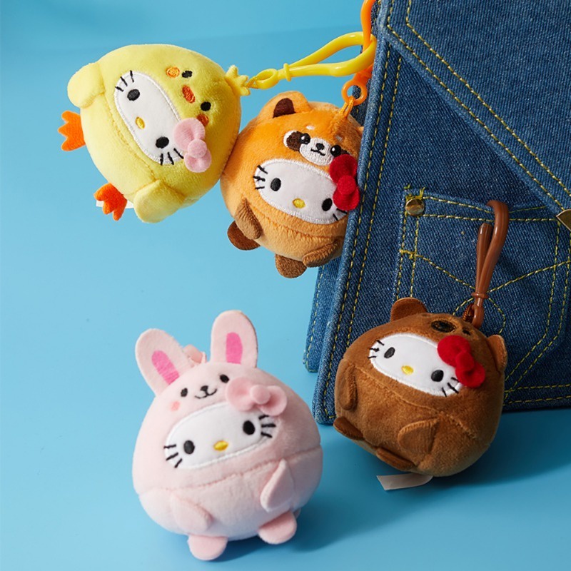 Series Round Ball Apple Plush Doll KT KT Cat พวงกุญแจของเล่นตุ๊กตากระเป๋าจี้