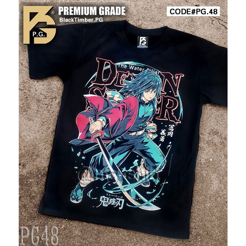 อ่อนนุ่ม 6 PG 48 Demon Slayer เสื้อยืด หนัง นักร้อง เสื้อดำ สกรีนลาย ผ้านุ่ม PG T SHIRT S M L XL XXL