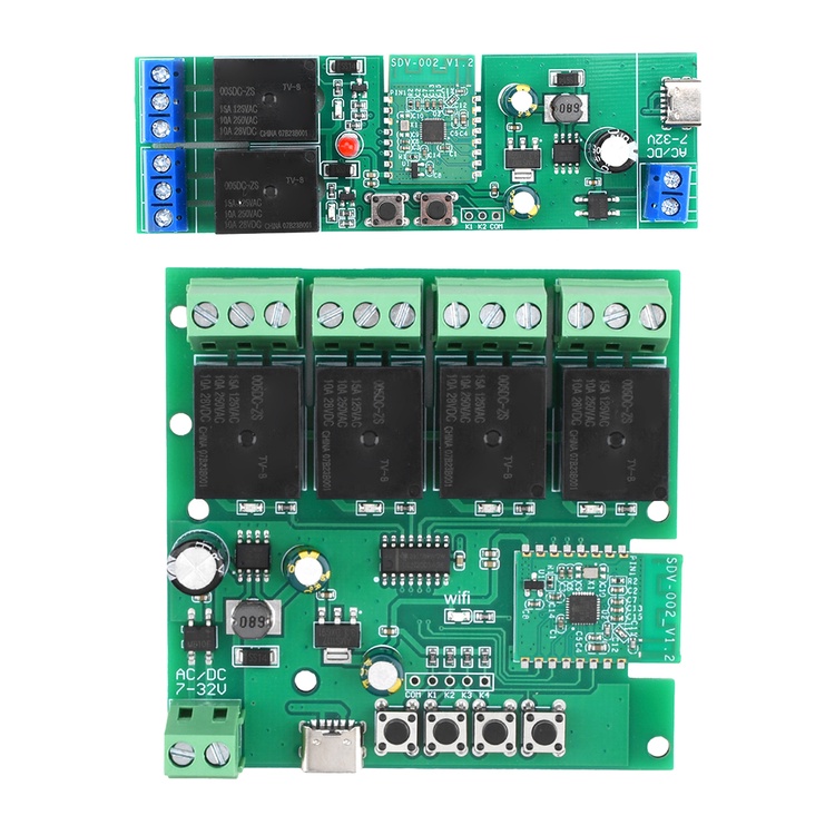 Voktta AC DC7-32V 2/4 Channel สําหรับโมดูลสวิตช์รีเลย์ WIFI บลูทูธ Type-C ระบบแอป Ewelink