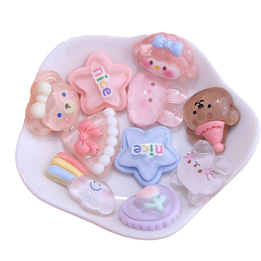 เรซิ่น diy แผ่นกาวเรซิ่น พลาสติกใส รูปการ์ตูนสัตว์ ไอศกรีมน่ารัก ขนาดเล็ก สําหรับทําเครื่องประดับ พวงกุญแจ กิ๊บติดผม diy