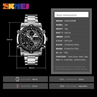 Skmei นาฬิกาข้อมือควอตซ์ดิจิทัล สายเหล็ก สําหรับผู้ชาย Relogio Masculino 1389