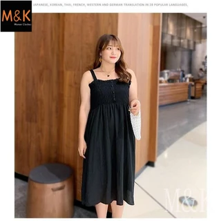 M & K 100KG เวอร์ชั่นเกาหลี ใหม่ ขนาดใหญ่ ห่อหน้าอก ชุดเดรสสลิง น้องสาวอวบ สลิมเมอร์ ลุคเดรส เสื้อผ้าผู้หญิง
