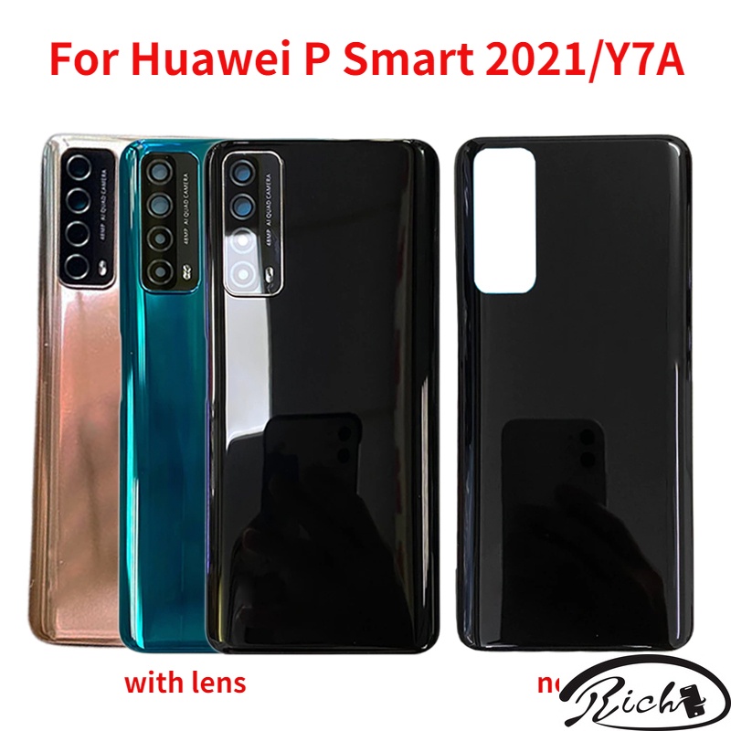 ใหม่ ฝาครอบแบตเตอรี่ด้านหลัง พร้อมเลนส์กล้อง แบบเปลี่ยน สําหรับ Huawei P Smart 2021 Y7A PPA-LX2 LX3