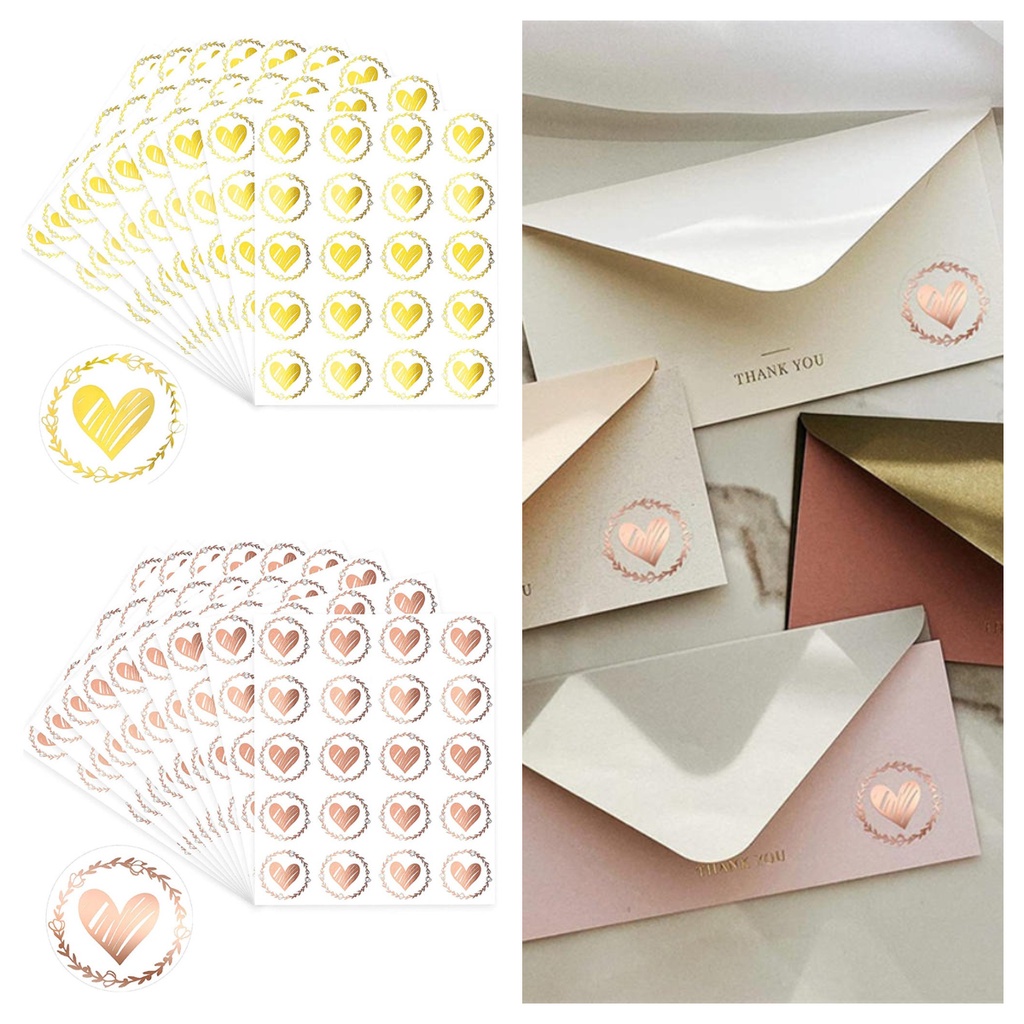 100 ชิ้น ทรงกลม ใส สีบรอนซ์ หัวใจ สติกเกอร์ ซองจดหมาย ปิดผนึกฉลาก สําหรับงานแต่งงาน ปาร์ตี้ เชิญ การ์ด ของขวัญ ตกแต่งแท็ก เบเกอรี่ ห่อของขวัญ สติกเกอร์