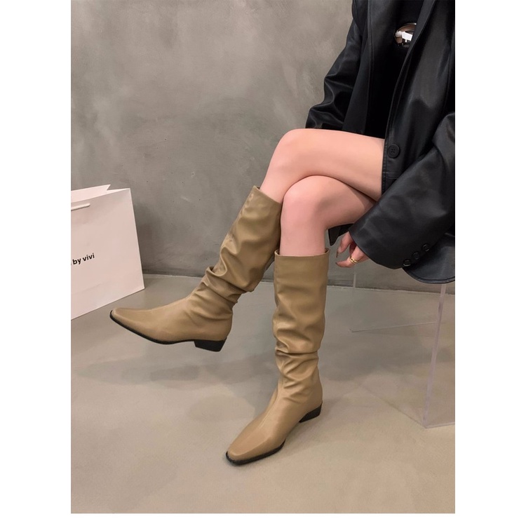 รองเท้าผู้หญิงเวอร์ชั่นเกาหลีแฟชั่นชี้นิ้วเท้าส้นหนารองเท้าแขนขนาด 35-42 - รูปที่ 5