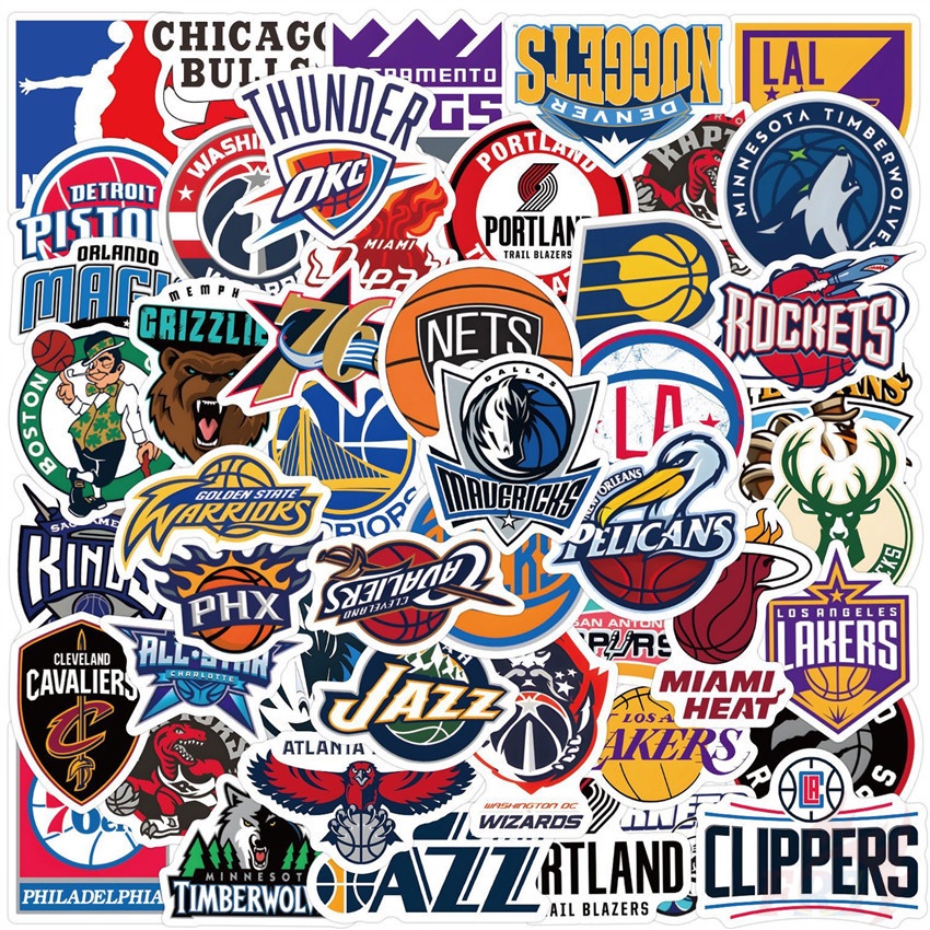 Classical NBA Team Logo Series 01 Stickers 60Pcs/Set DIY Fashion Waterproof Doodle Decals Stickers