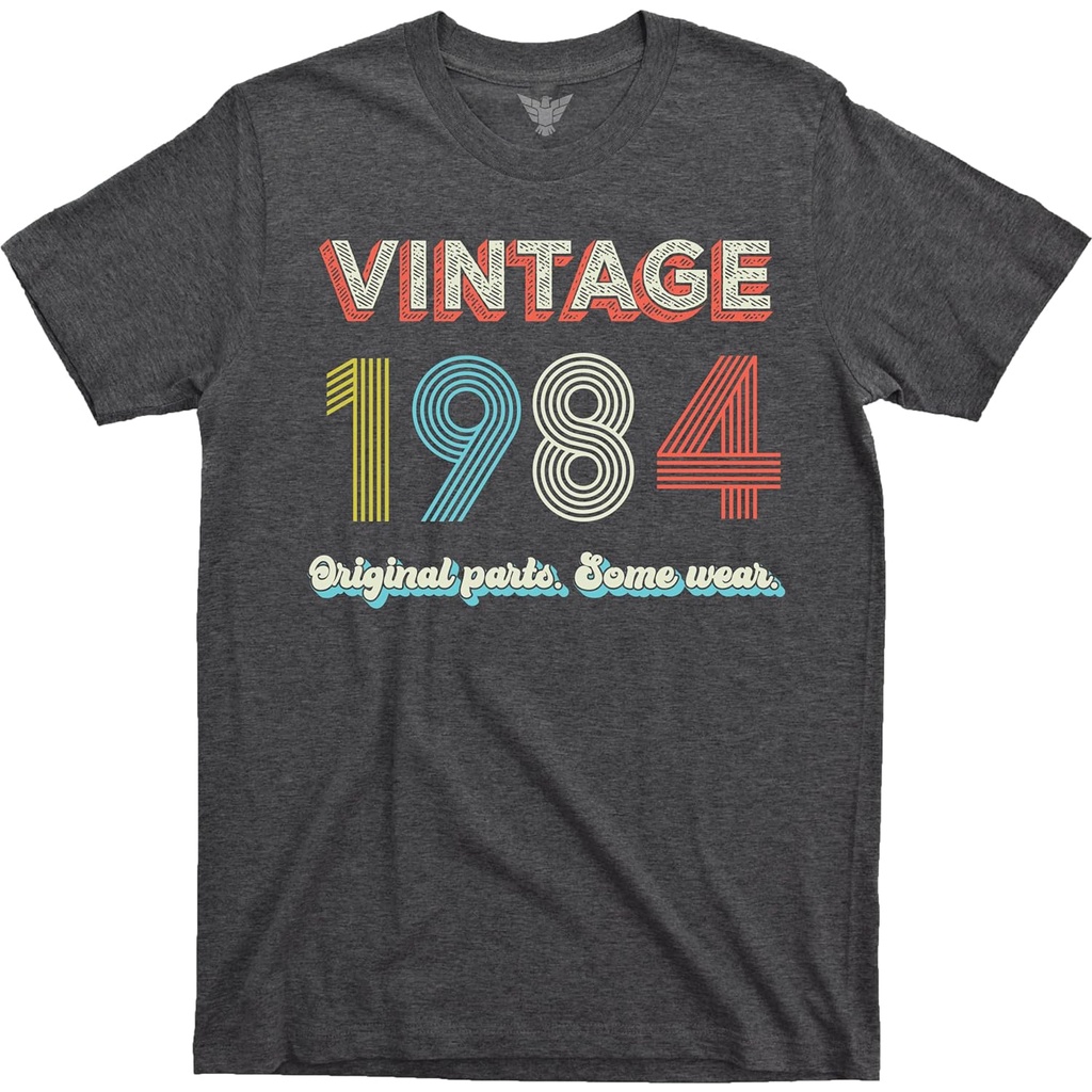 เสื้อยืดผ้าฝ้าย พิมพ์ลาย GunShowTees 39th or 40th Birthday สําหรับผู้ชาย | อะไหล่วินเทจ 1984 | แรงบันดาลใจเรโทร ยุค 80