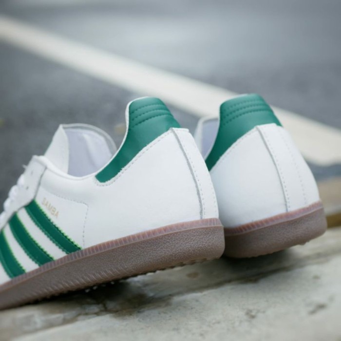 PUTIH Adidas Running ล่าสุด - Adidas samba classic white green - ลำลองผู้ชายสีขาวของแท้ 100% รองเท้