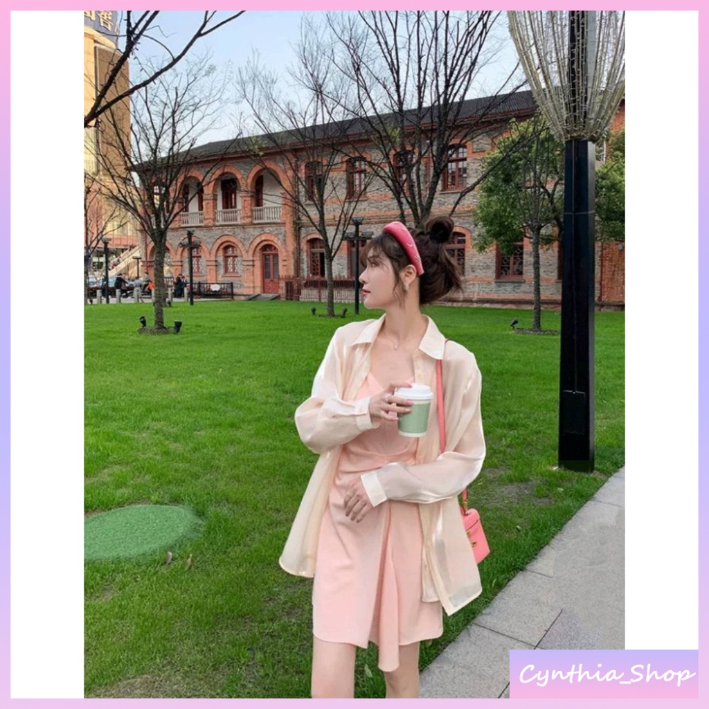 Cynthiaพร้อมส่ง เสื้อเชิ๊ตแขนยาว ผ้าชีฟองเงา รูปที่ 4