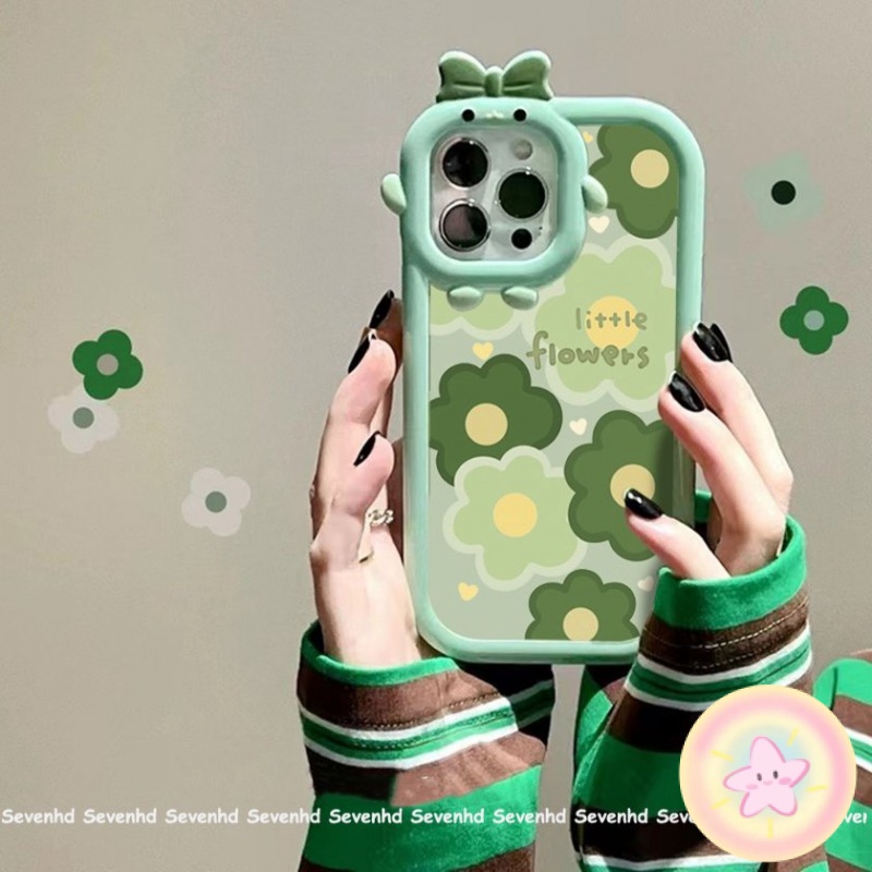 ดอกไม้สีเขียว เคส Samsung S23 U1tra S23 S20 FE A03s A02s A04s A12 A13 A14 A23 A24 A31 A32 A33 A34 A5