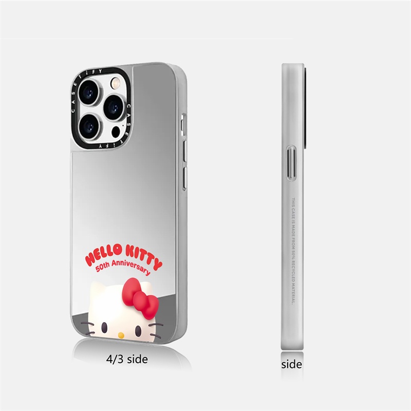 Casetify X เคสโทรศัพท์มือถือแบบแข็ง ผิวด้าน ผิวด้าน แม่เหล็ก ลาย Hello Kitty สีดํา สีเงิน พร้อมกล่อง สําหรับ IPhone 15 14 13 12 Pro Max Plus