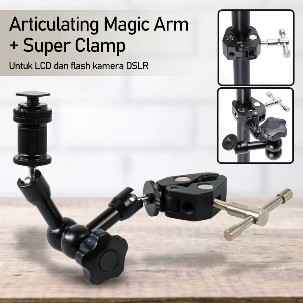 (Hstore7🌹 Andoer Articulating Magic Arm + Super Clamp DLSR LCD Flash - JT10002