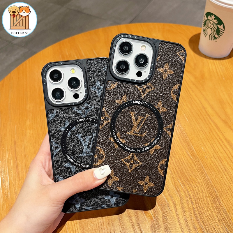 เคสโทรศัพท์มือถือหนัง แม่เหล็ก กันกระแทก แบรนด์ใหญ่ สไตล์เรโทร สําหรับ IPhone 15 14 13 12 11 Pro Max 15 Pro Max