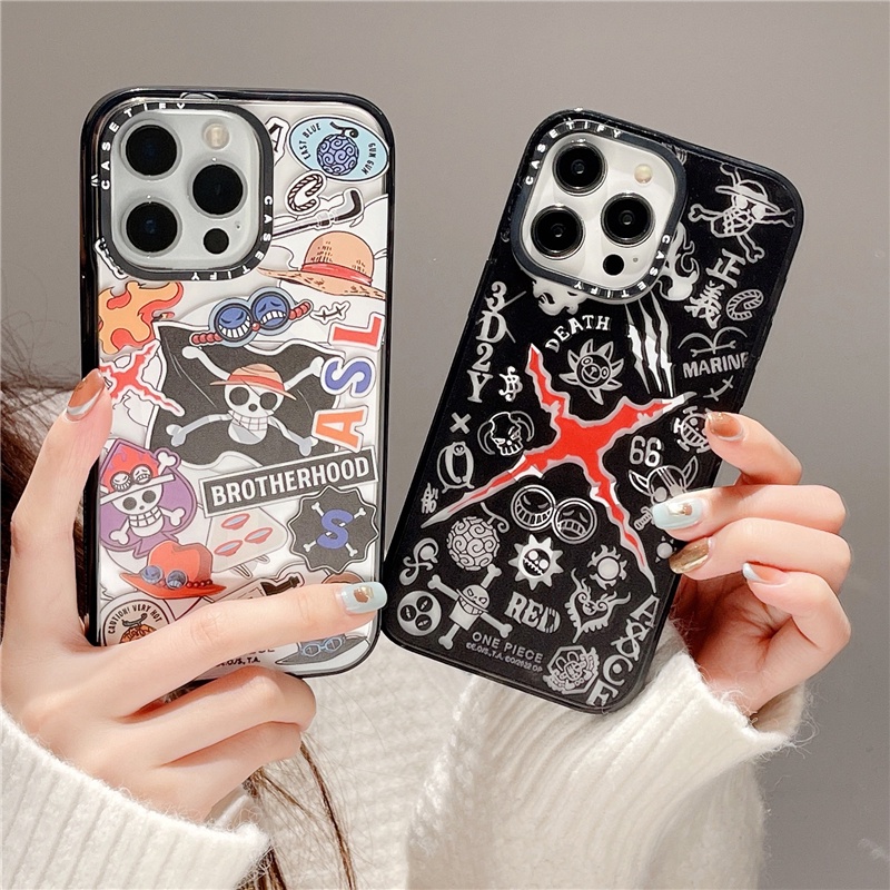 Casetify เคสโทรศัพท์มือถืออะคริลิค แบบใส ลายการ์ตูนโลโก้ One Piece Justice กันกระแทก สําหรับ iPhone 11 12 13 14 Plus 15 Pro MAX