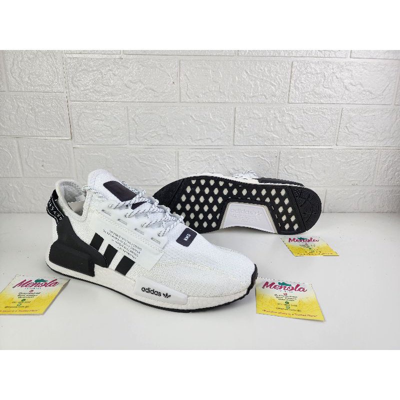 ♞,♘,♙D6Z2 Adidas NMD R1 V2 White Black Premium sneakers a