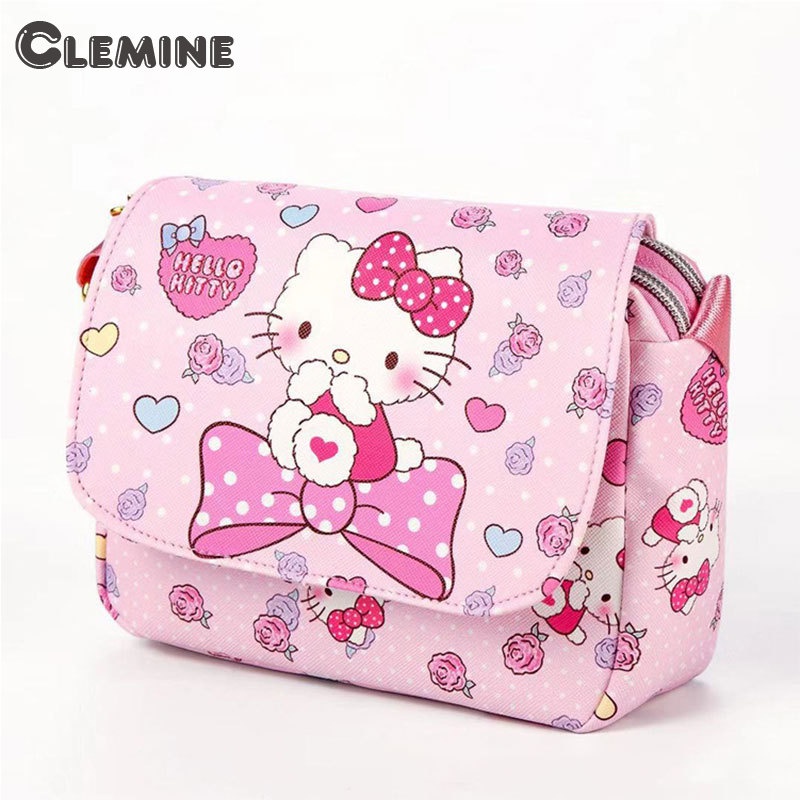 Clemine กระเป๋าสะพายไหล่ กระเป๋าหนัง กันน้ํา ใส่โทรศัพท์มือถือได้ ลายคิตตี้