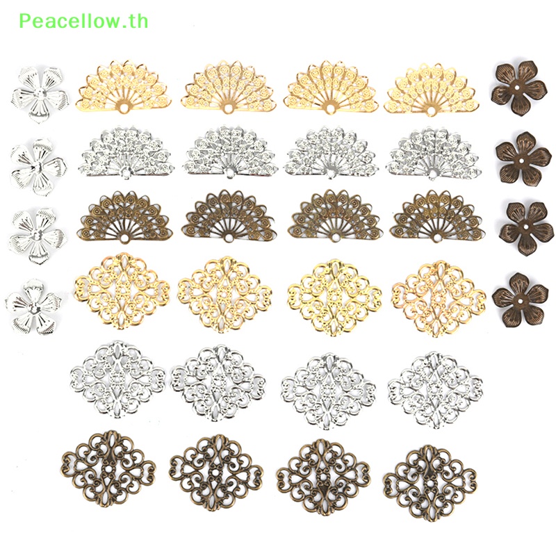 Peacellow ตัวเชื่อมต่อโลหะ ลายดอกไม้ สําหรับทําเครื่องประดับ DIY 100 ชิ้น
   Th