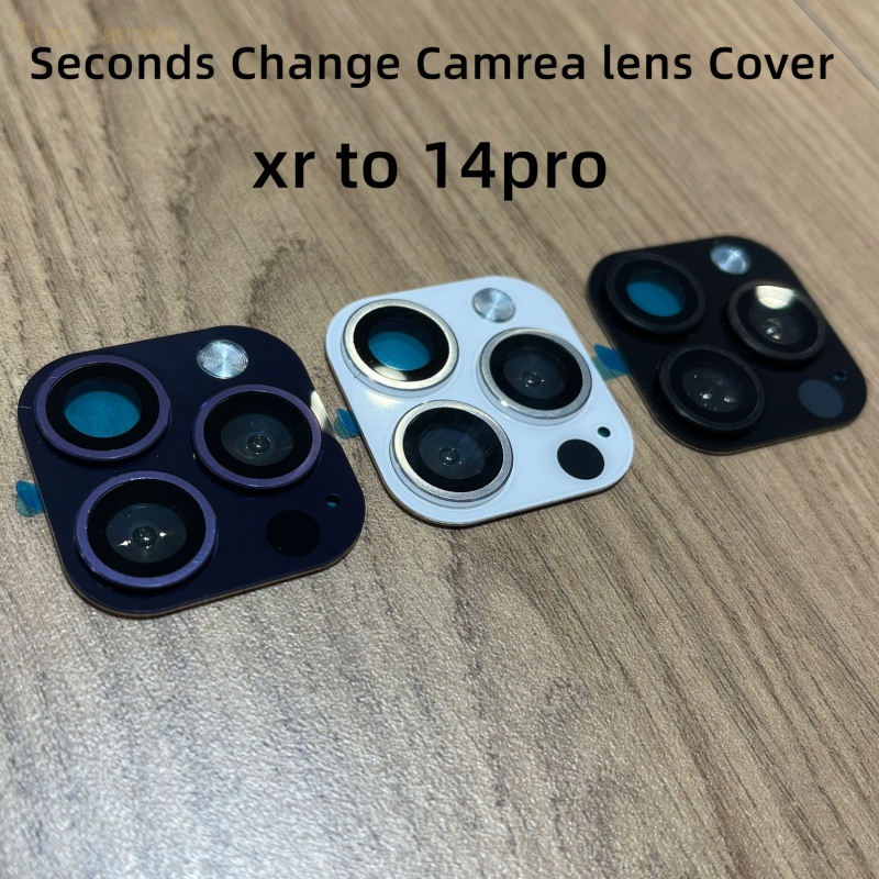 ฟิล์มกระจกนิรภัยกันรอยเลนส์กล้อง โลหะ สําหรับ iPhone XR ถึง 14 Pro XR ถึง 14Pro